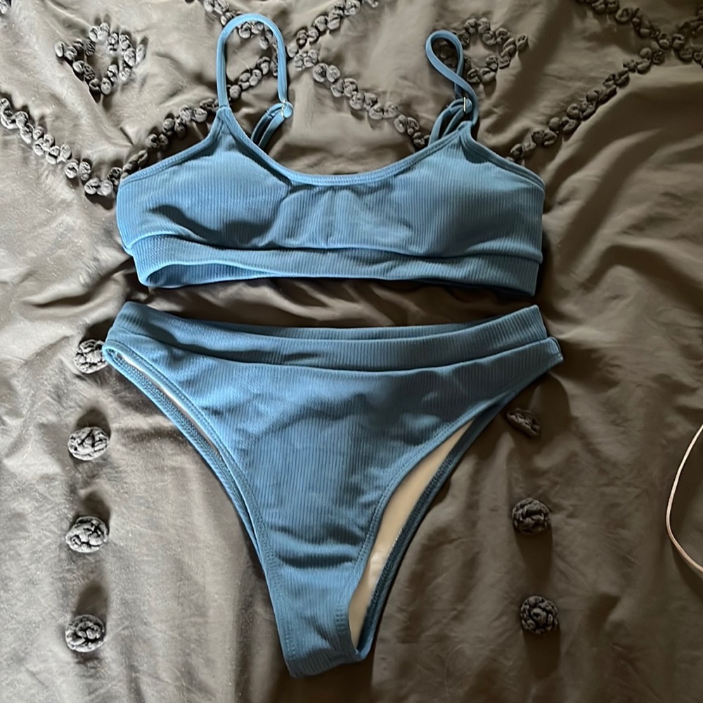 High-waisted blue Shein Bikini